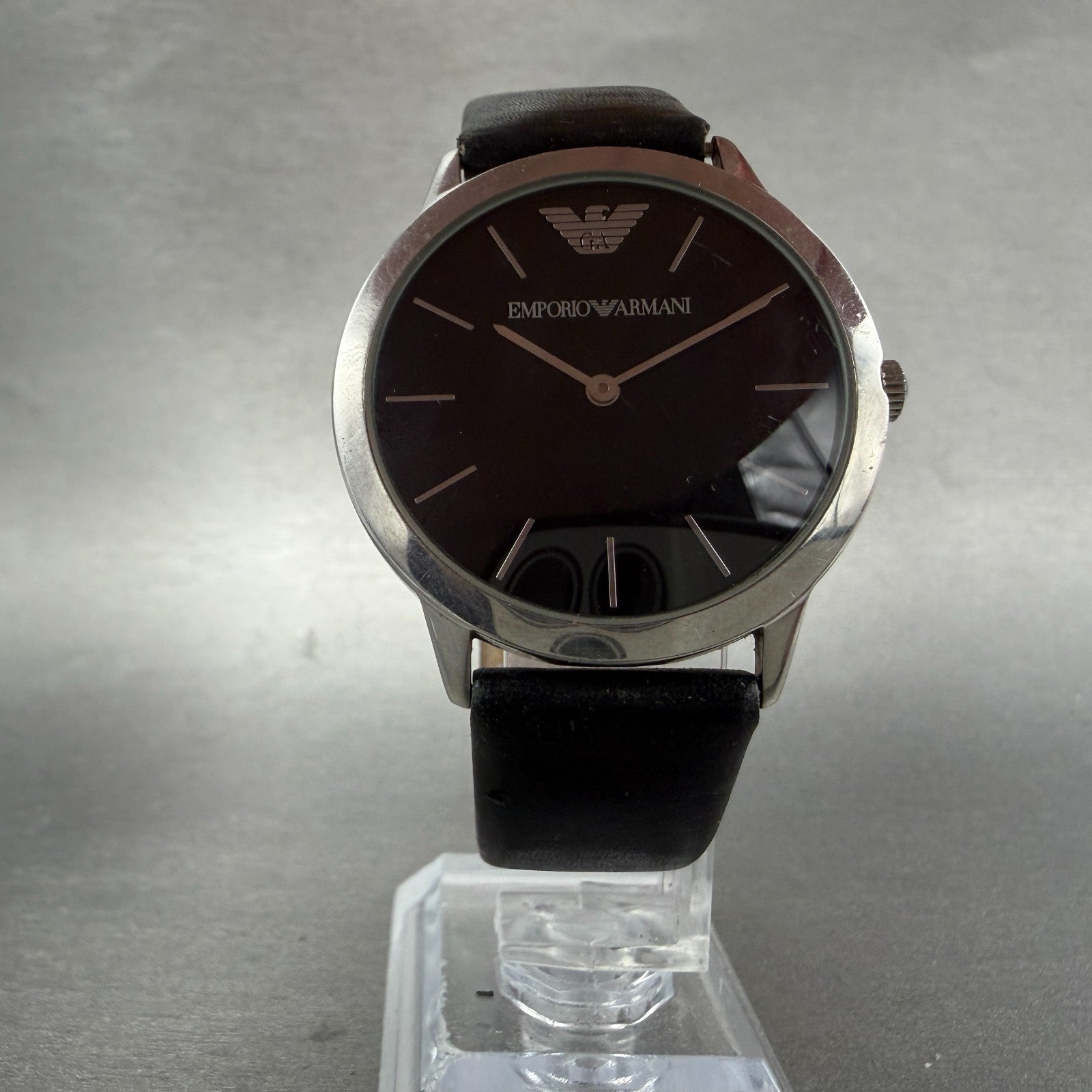 Emporio Armani Watch Men 36mm Black Dial Steel Round AR-2004 New Battery5