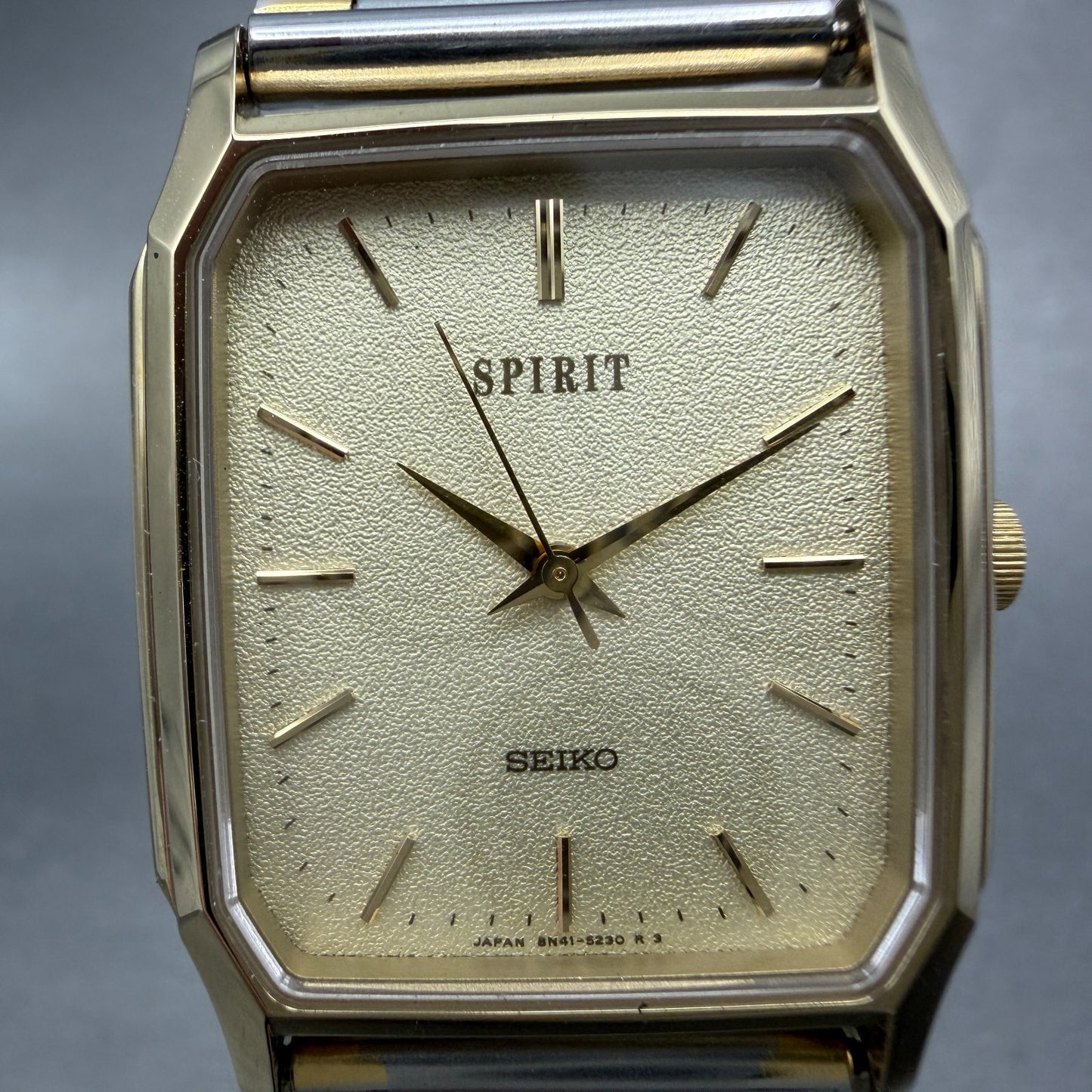 Seiko Spirit Tank Watch Men 26mm Champagne Dial Two Tone 8N41-5180 New Battery1