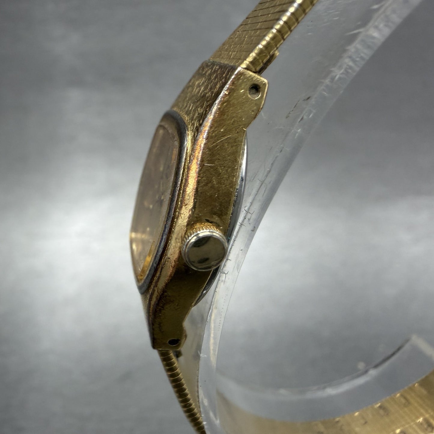 Seiko Watch Women 16mm Gold Dial Gold Tone Hexagon 2C21-5149 New Batt B1 Vintage2