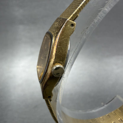 Seiko Watch Women 16mm Gold Dial Gold Tone Hexagon 2C21-5149 New Batt B1 Vintage2