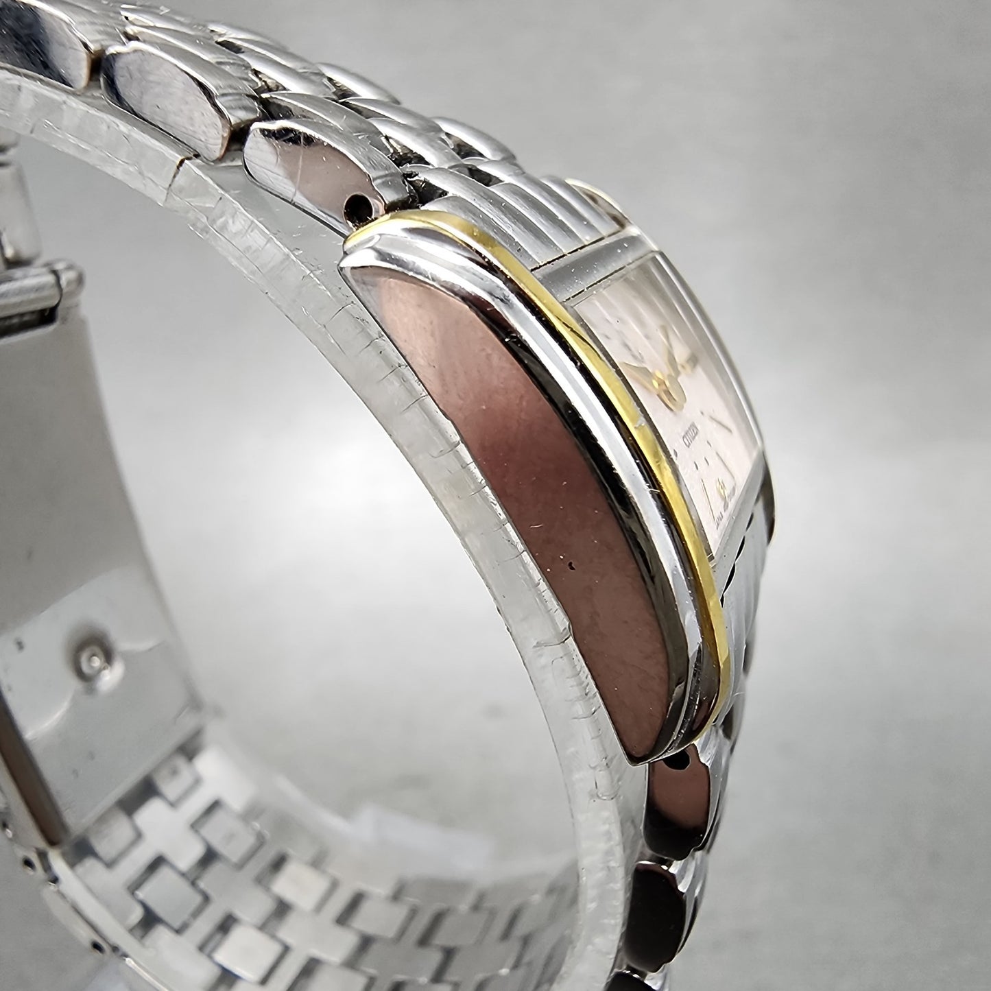 Citizen XC EcoDrive Tank Watch Women 19mm Cream Dial Two Tone Rectangle Runs4