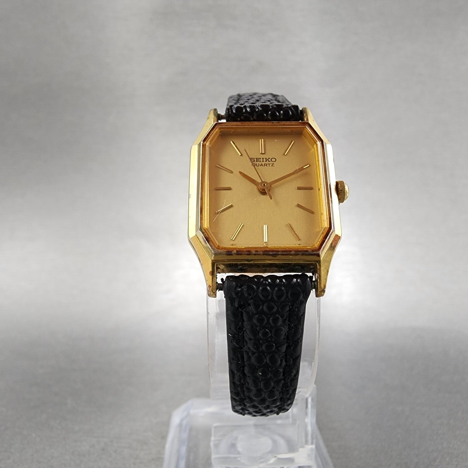 Seiko Watch Women 19mm Gold Dial Gold Tone Octagon 73215240 New Battery VTG5