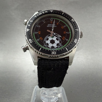 Seiko F.C Timer Watch Men 36mm Black Dial Steel Chronograph 8M32-6010 New batt5