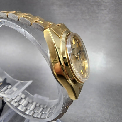 Pulsar President Watch Women 24mm Gold Dial Gold Tone Daydate Round NewBat NOS A4