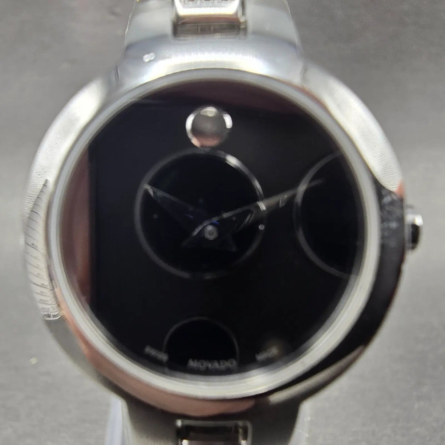 Movado Amorosa Watch Women 24mm Black Dial Silver Tone 52.3.14.1438 new Battery1