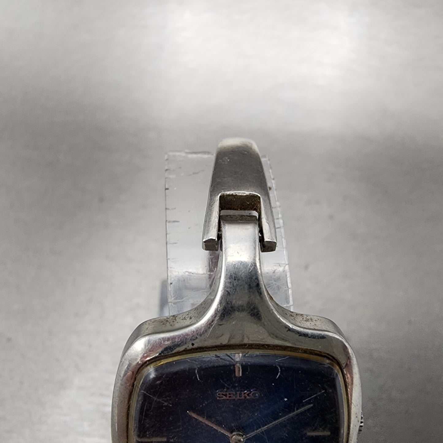 VTG Seiko Watch Women 27mm Blue Dial Rectangle Silver Tone 118339 PARTS5