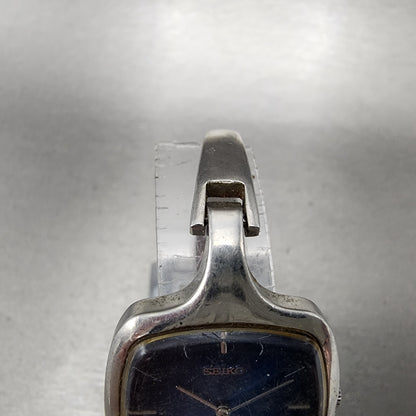 VTG Seiko Watch Women 27mm Blue Dial Rectangle Silver Tone 118339 PARTS5