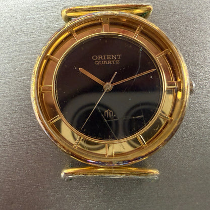 Orient Watch Men 31mm Black Dial Gold Tone Round I515406-00 PARTS Vintage2