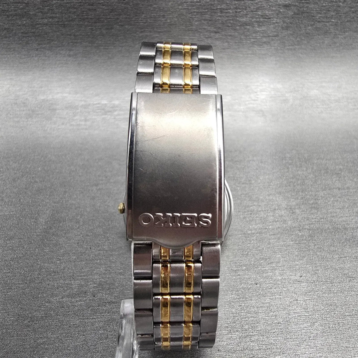 Seiko Watch Men 35mm Gray Dial Two Tone Date Round 7N42-8A30 New Battery JP7