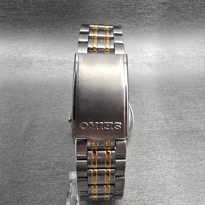 Seiko Watch Men 35mm Gray Dial Two Tone Date Round 7N42-8A30 New Battery JP7