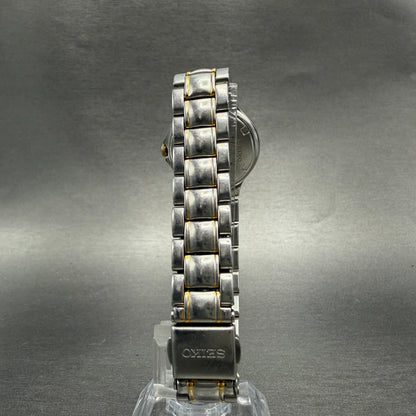 Seiko Watch Women 26mm White Dial Two Tone Date Round 7N82-0410 New Battery7