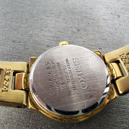 Seiko Watch Women 20mm MOP Dial Gold Tone Round 1n000gn0 New Battery9