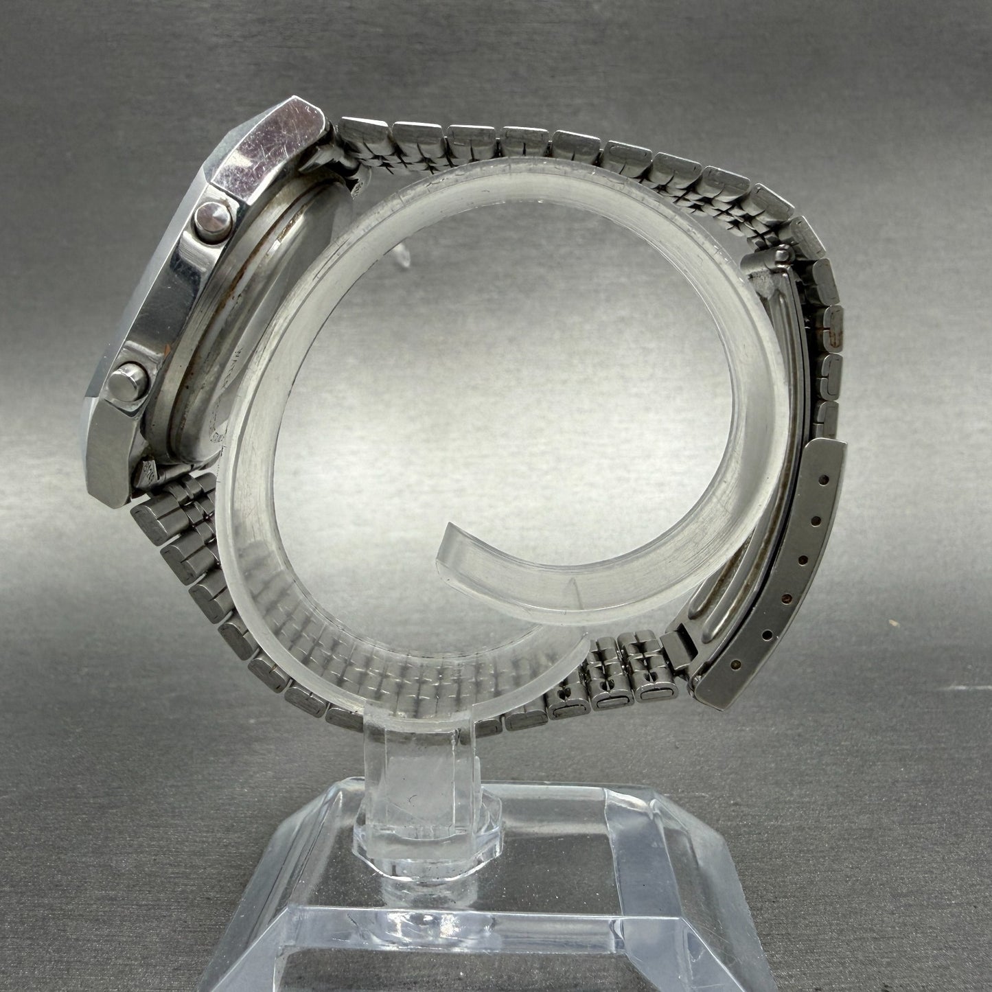 Seiko Digital Watch Men 33mm LCD Silver Tone Alarm Chrono A914-5A09 PARTS7