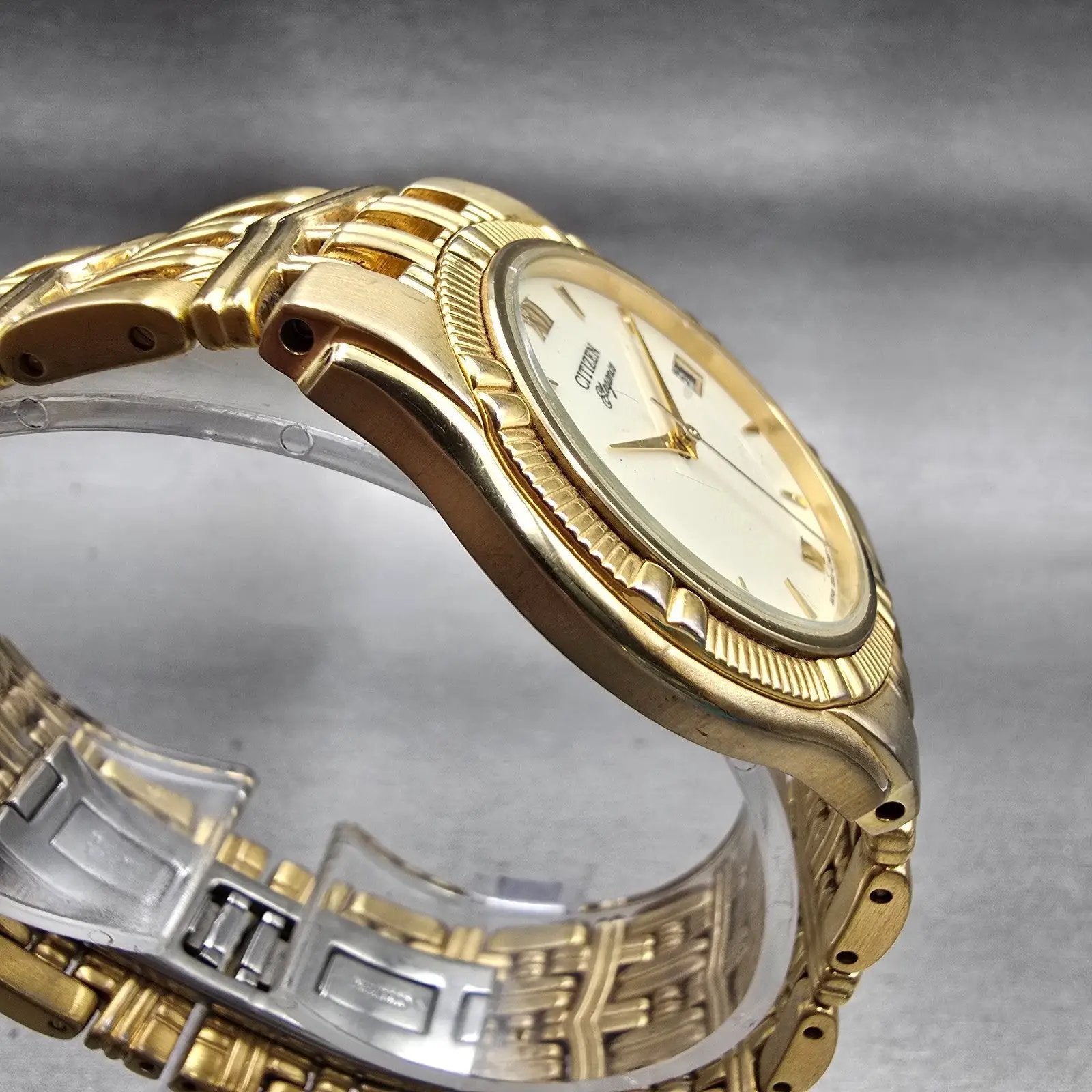Citizen Elegance Watch Men 35mm Cream Dial Gold Tone Date 5510-H14291 New Batt3