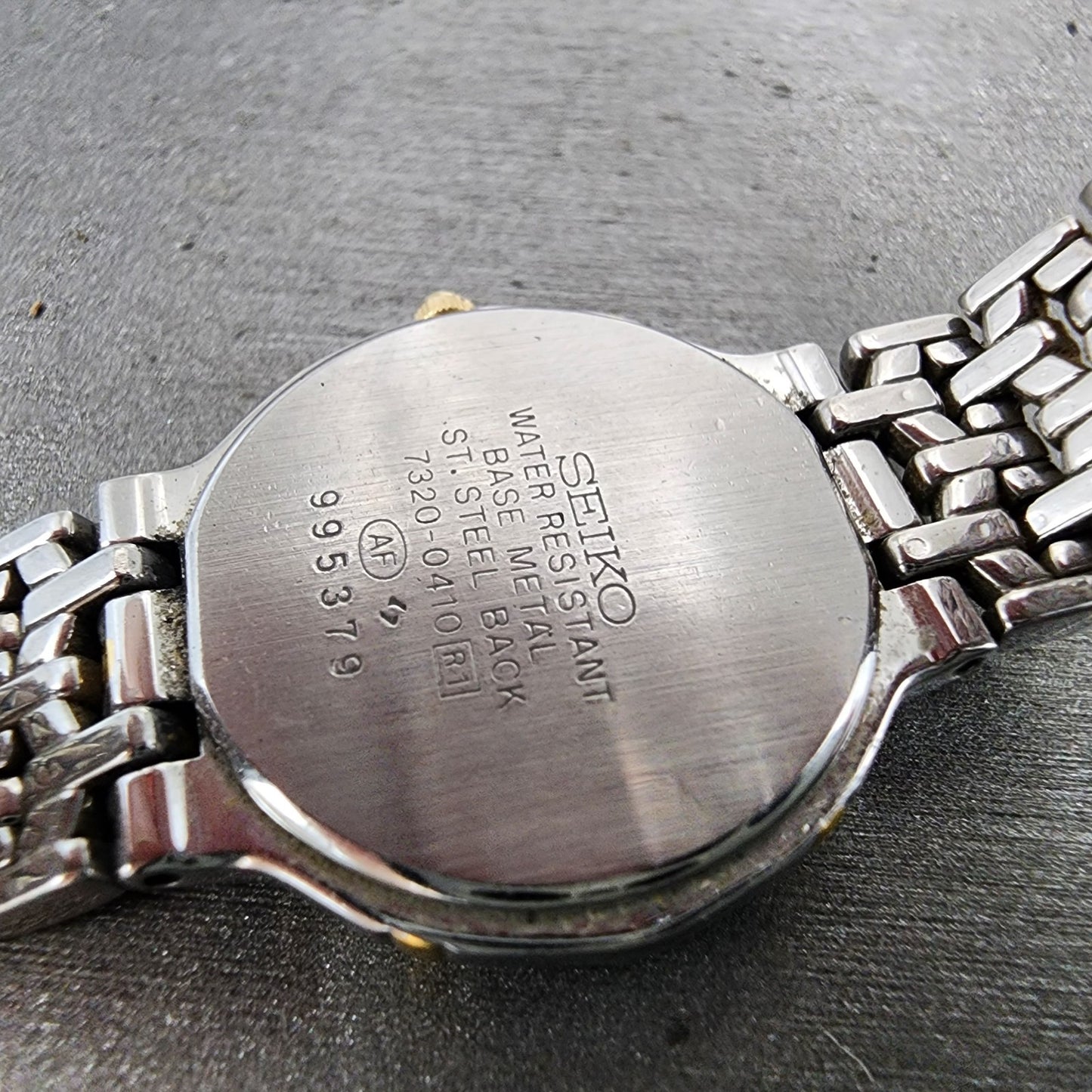 Seiko Exceline Watch Women 24mm Silver Dial Two Tone Round 73200410 New Battery9