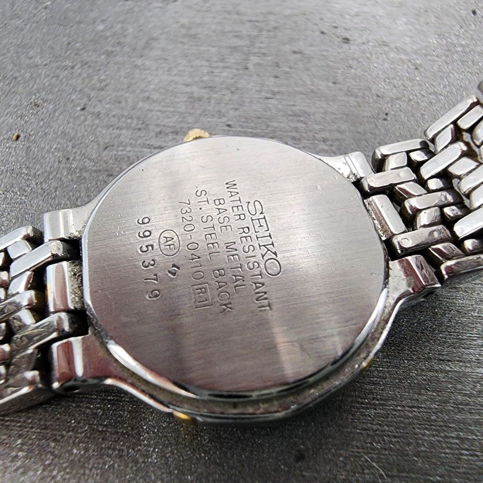 Seiko Exceline Watch Women 24mm Silver Dial Two Tone Round 73200410 New Battery9