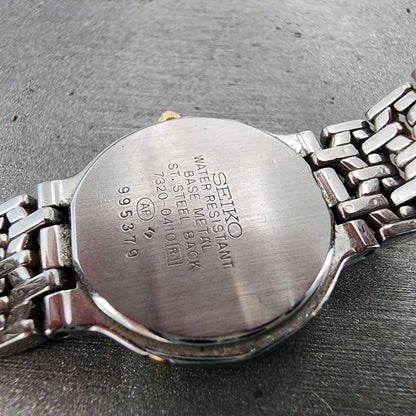 Seiko Exceline Watch Women 24mm Silver Dial Two Tone Round 73200410 New Battery9