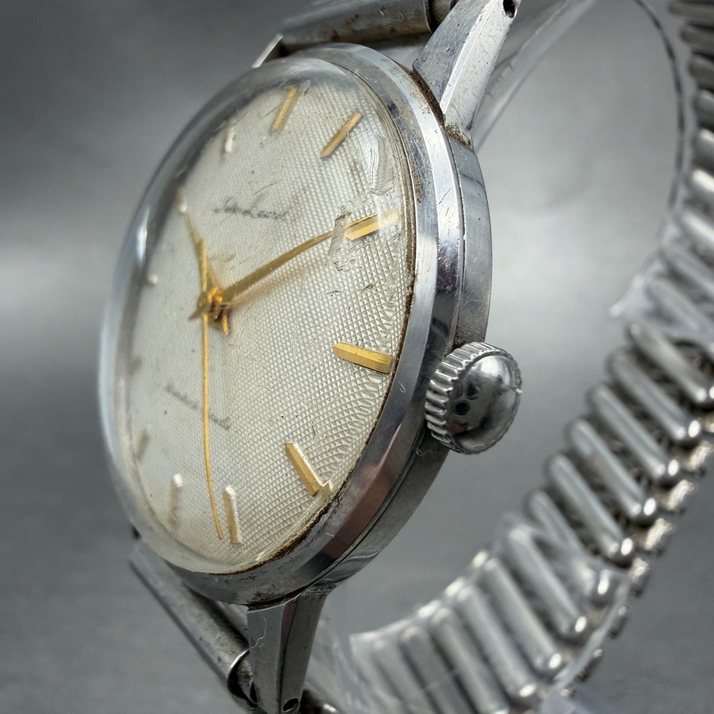 Seiko Lauer Watch Men 35mm Silver Dial Silver Tone Round Manual J14014 PARTS VTG3