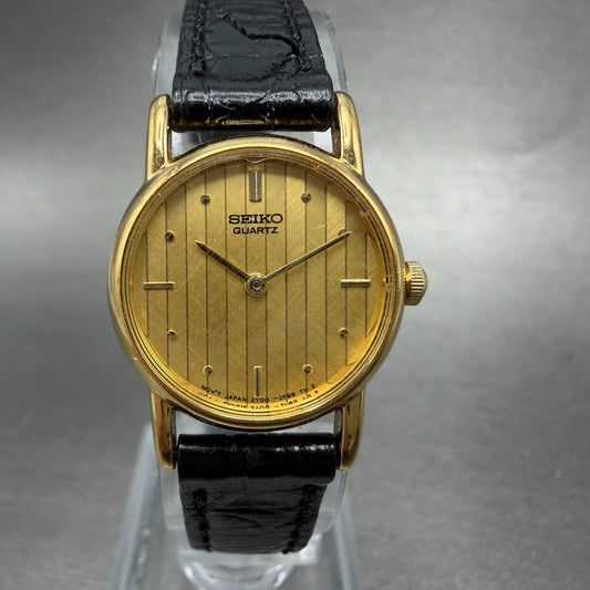 Seiko Watch Women 20mm Champagne Dial Gold Tone Round 2Y00-0A10 New Battery VTG0