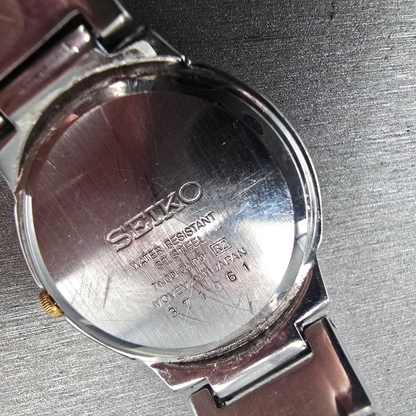 Seiko Watch Women 27mm White Dial Two Tone Round 7N00-0AD0 New Battery Vintage10