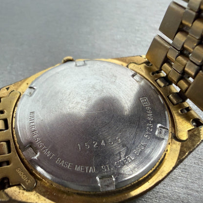 Seiko SQ President Watch Men 36mm Black Dial Gold Tone Daydate 5Y23-8A69 PARTS10