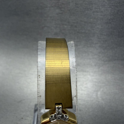 Seiko Watch Women 13mm Gold Dial Gold Tone Hexagon 2E20-6459 Diamonds New Batt4