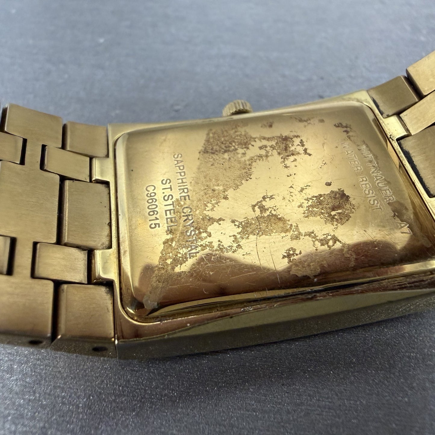 Wittnauer  Tank Watch Men 28mm Black Dial Gold Tone Rectangle 11D16 New Battery9
