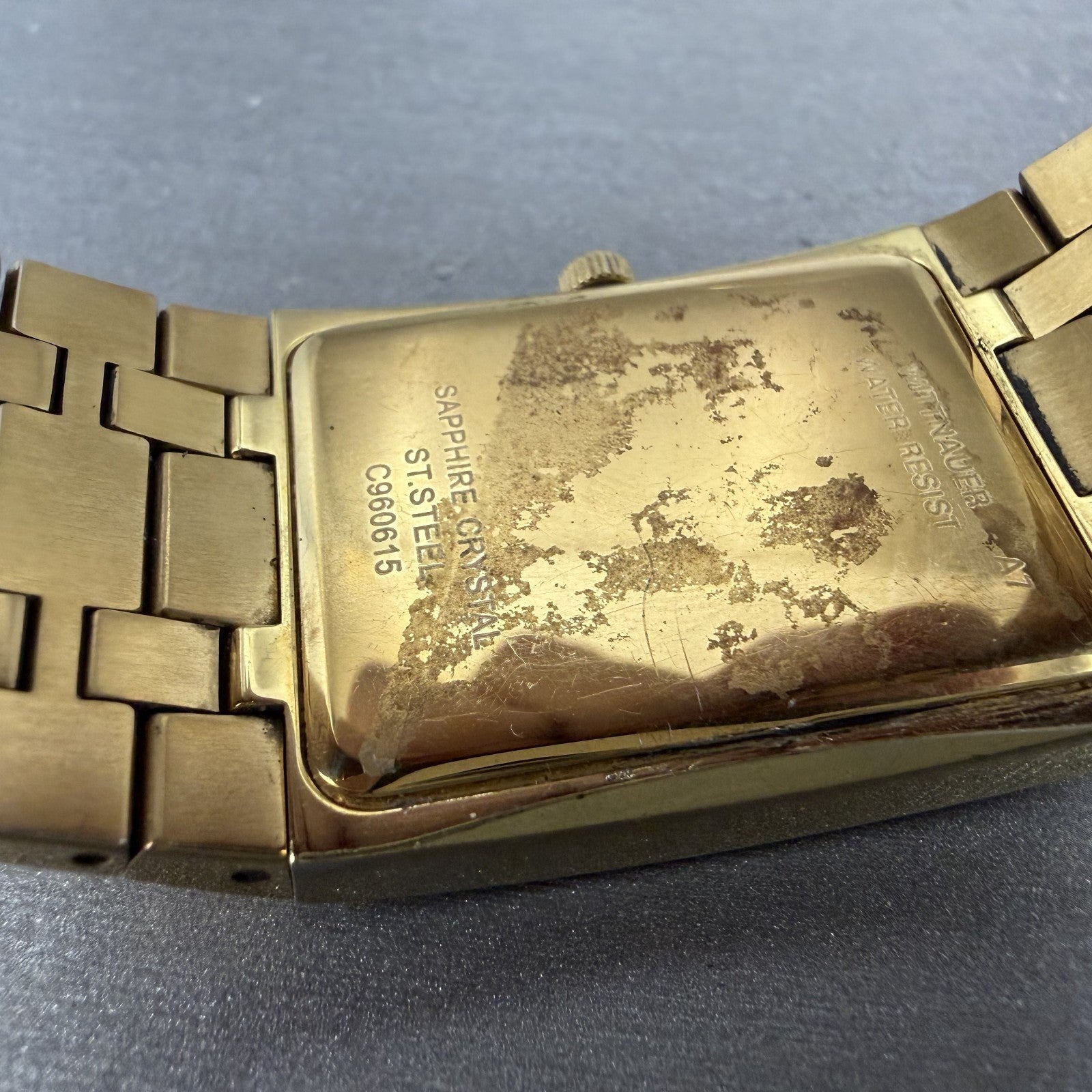 Wittnauer  Tank Watch Men 28mm Black Dial Gold Tone Rectangle 11D16 New Battery9