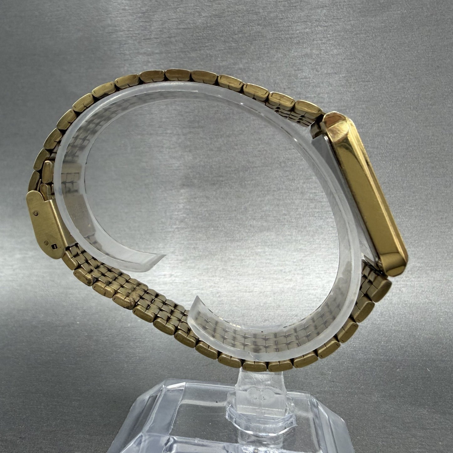 Seiko SX Tank Watch Men 24mm White Dial Gold Tone Rectangle V701-5K40 NewBattery8