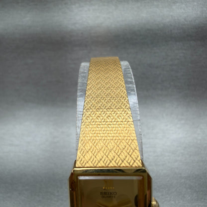Seiko Tank Watch Women 17mm Champagne Dial Gold Tone 54205399 New Battery NOS4
