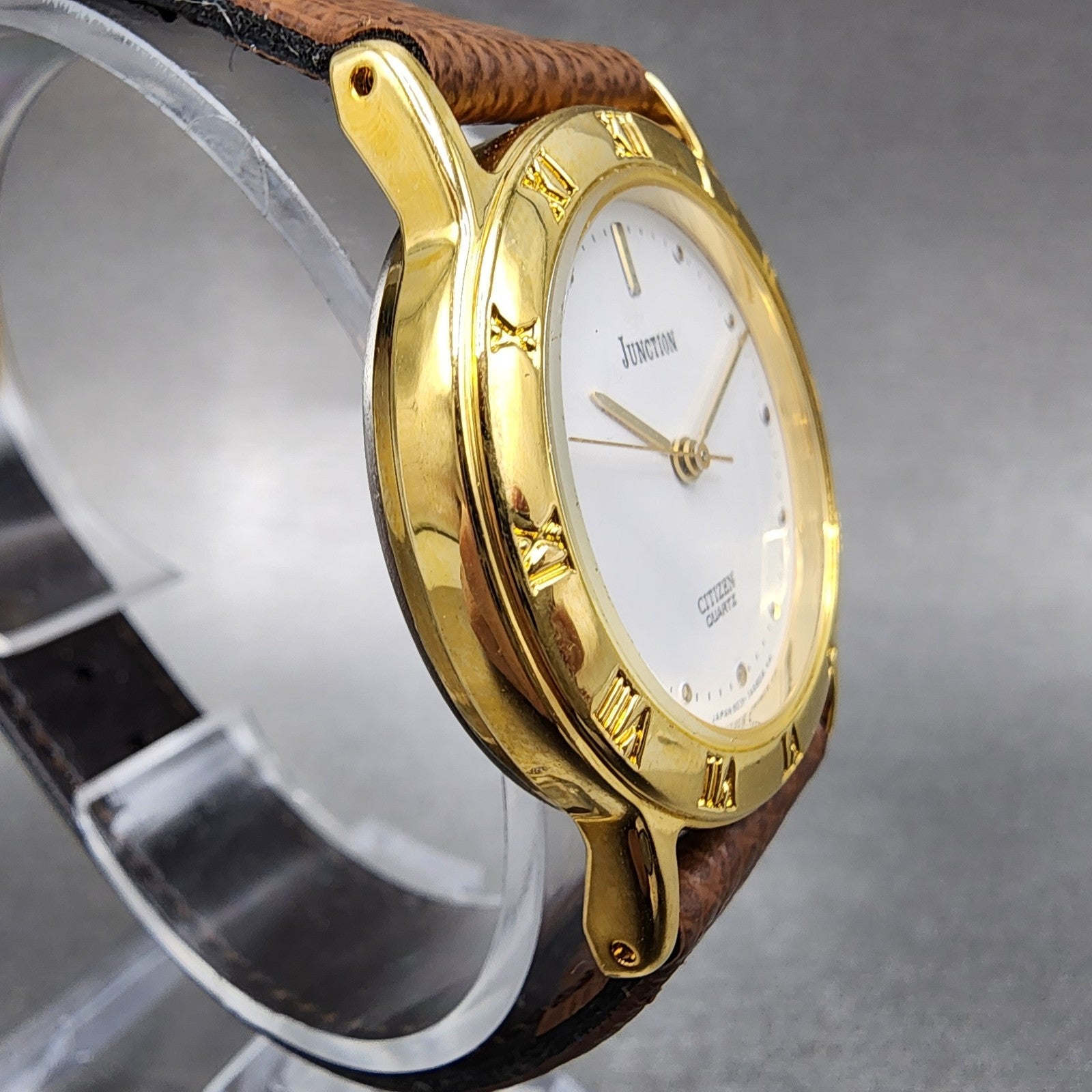 Citizen Junction Watch Women 31mm White Dial Gold Tone Round 6031343468 New Bat3