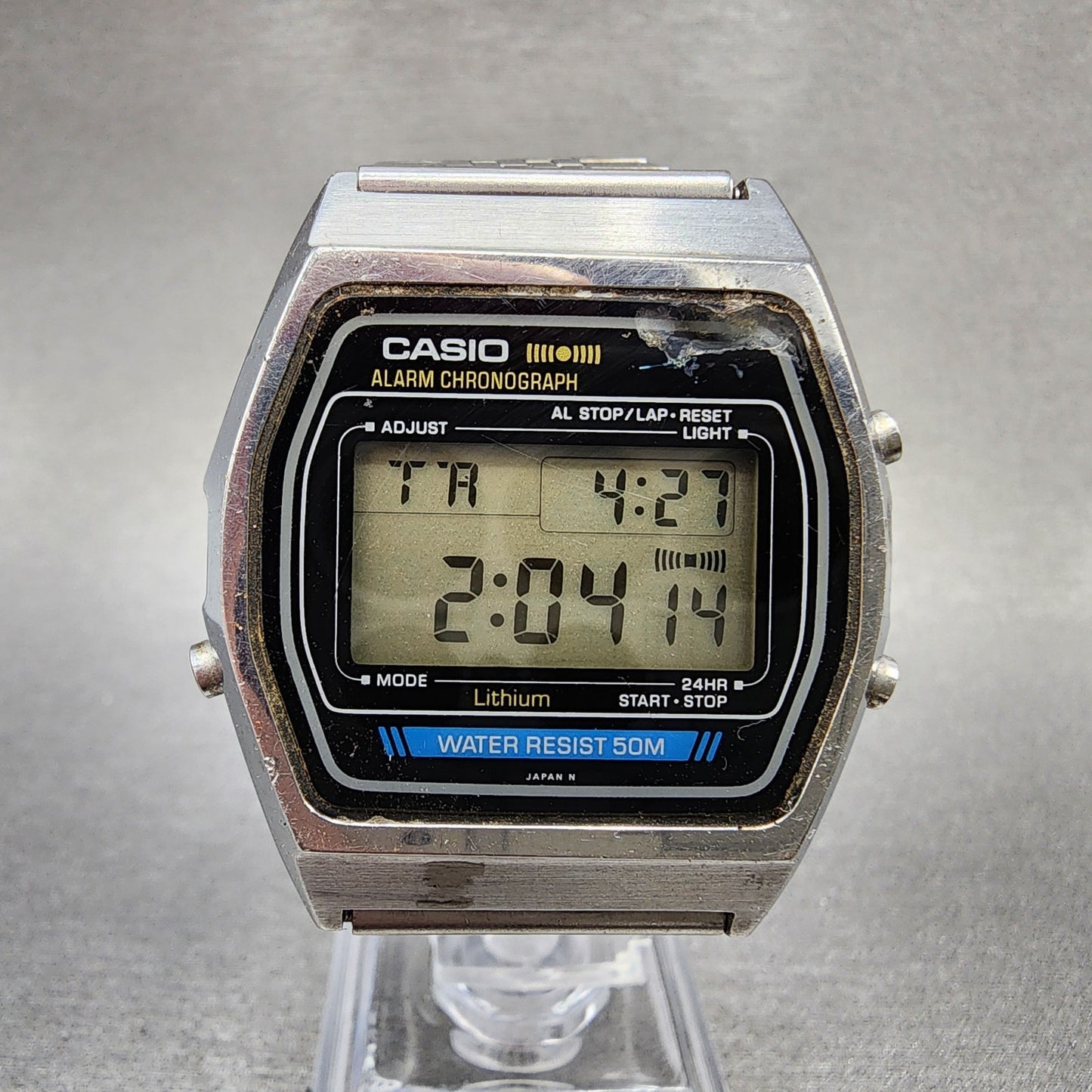 Casio W35 Watch Men 36mm Silver Tone LCD Alarm Chrono New  Battery0