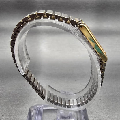 Seiko Watch Women 13mm Gold Dial Gold Tone Rectangle 2E20-6120 New Battery VTG8