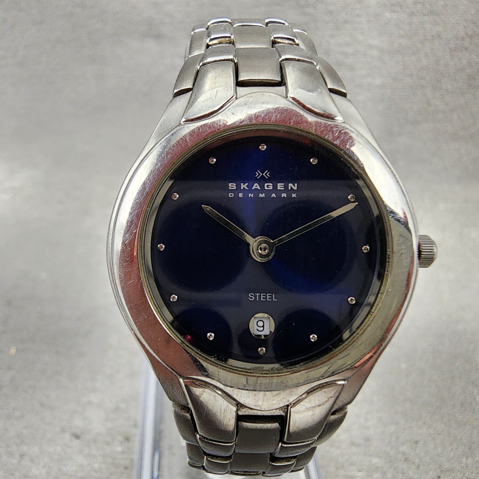 Skagen Watch Women 28mm Blue Dial Stainless Steel Date Round 202SSXN New Battery1
