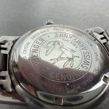 Wenger Watch Men 40mm Black Dial Steel Daydate Round 7016X New Battery Vintage9