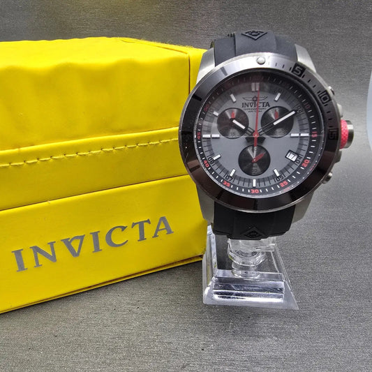 Invicta Pro Diver Chronograph Watch Men 46mm Gray Dial Black Tone 11745 New Batt0