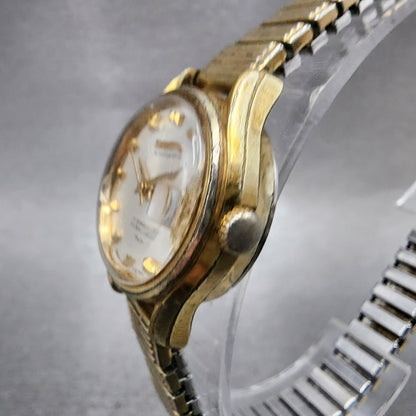Seiko Automatic Watch Women 23mm White Dial Gold Tone Date 22050259 Runs2
