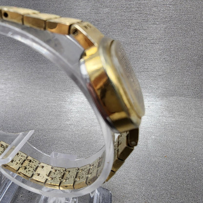 Jules Jurgenson Watch Women 25mm Gold Dial Gold Tone Manual Wind Runs READ!! VTG3