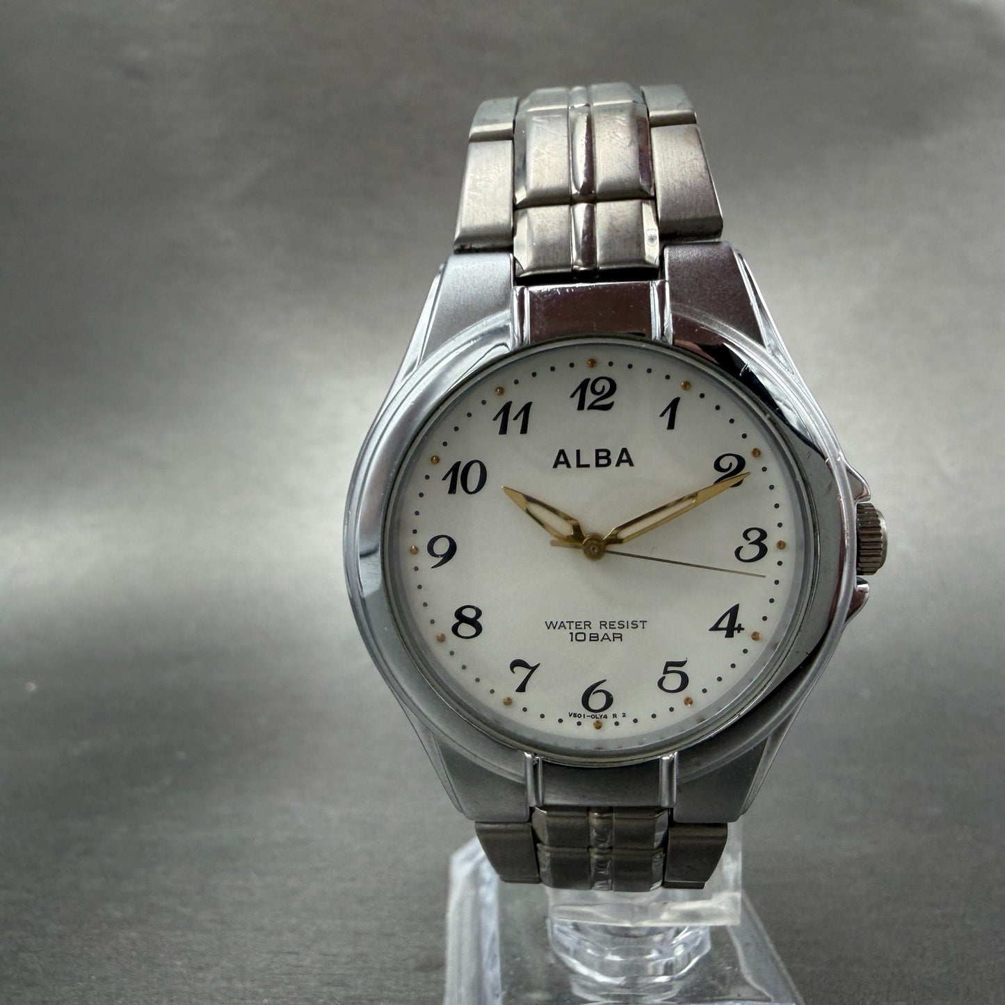 Seiko Alba Watch Men 35mm White Dial Silver Tone Round V501-0DP0 New Battery5