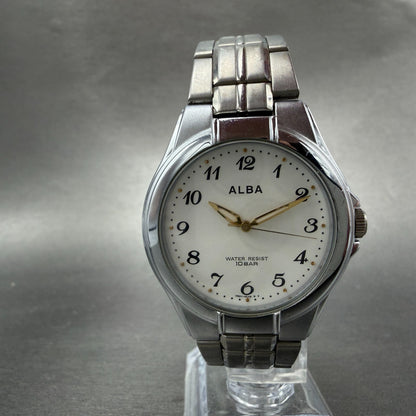 Seiko Alba Watch Men 35mm White Dial Silver Tone Round V501-0DP0 New Battery5