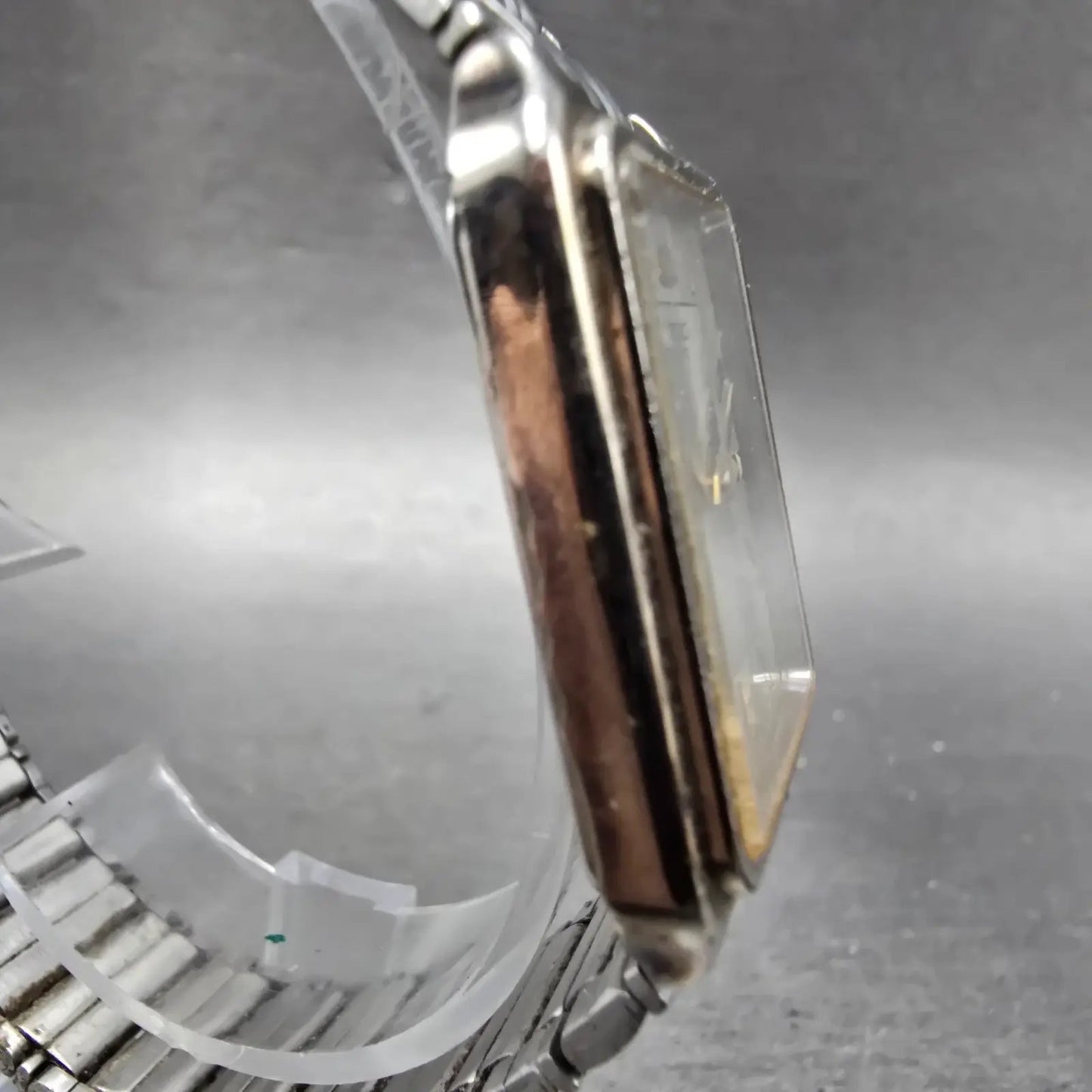 Seiko Tank Watch Men 27mm Silver Dial Two Tone Rectangle V701-5K90 PARTS Vintage4