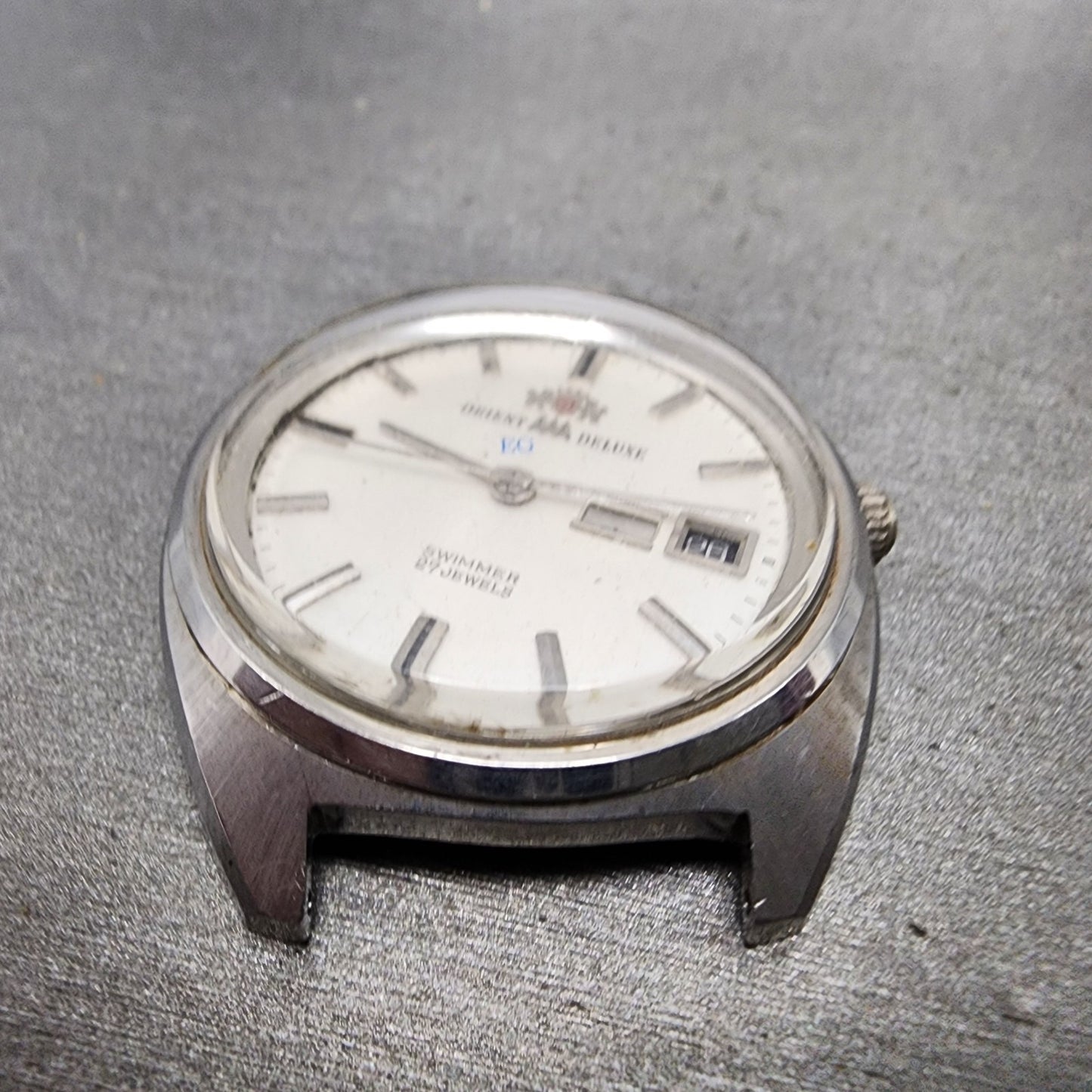 Orient AAA Deluxe Watch Men 36mm White Dial Silver Tone Daydate Automatic PARTS3