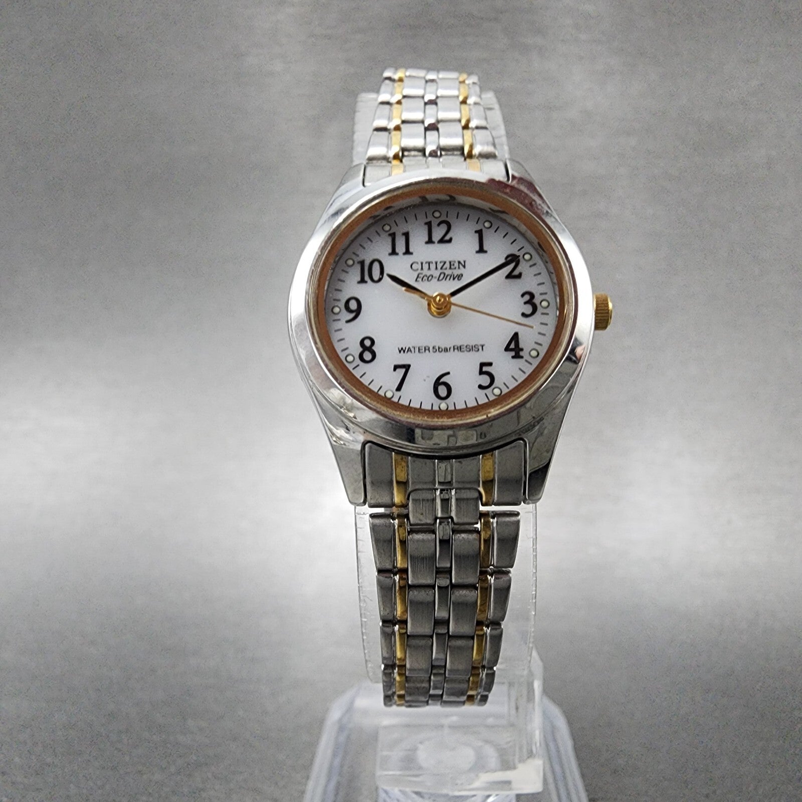 Citizen EcoDrive Watch Women 24mm White Dial Two Tone E030L20484 Runs5