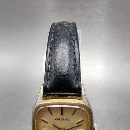 Orient Tank Watch Women 20mm Champagne Dial Gold Tone Rectangle New Batt4
