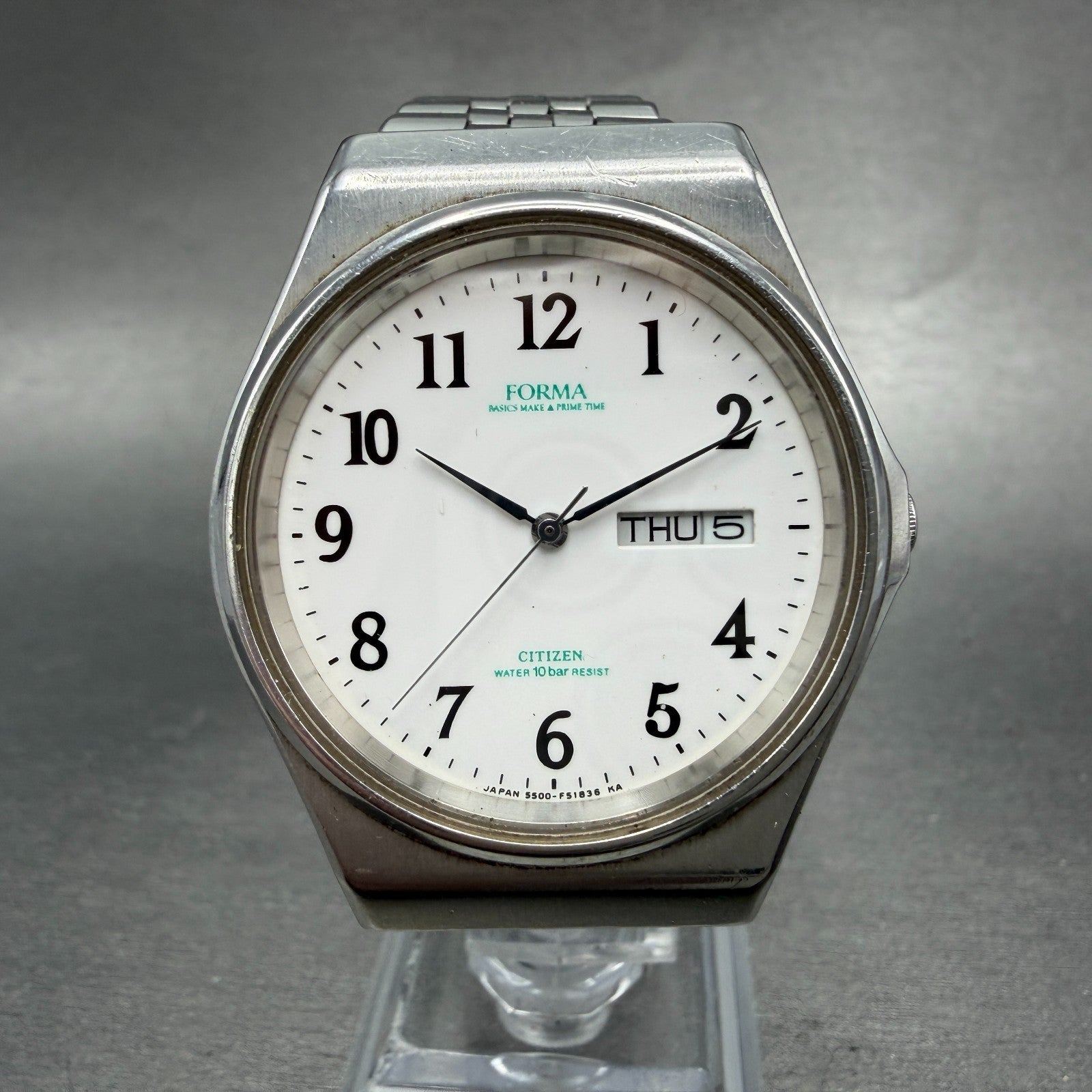 Citizen Forma Watch Men 36mm White Dial Silver Tone Daydate 5500-F50107 New Bat60