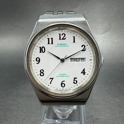 Citizen Forma Watch Men 36mm White Dial Silver Tone Daydate 5500-F50107 New Bat60