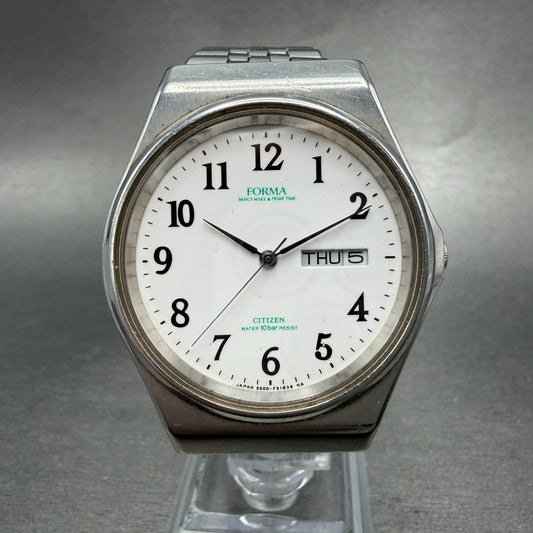Citizen Forma Watch Men 36mm White Dial Silver Tone Daydate 5500-F50107 New Bat60