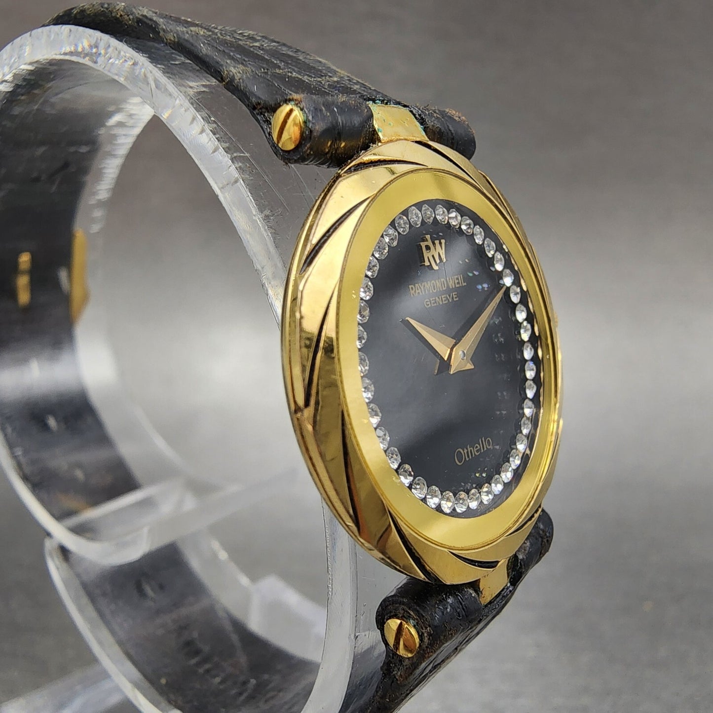 Raymond Weil Othello Watch Women 24mm Black Dial Gold Plated Round New Battery3