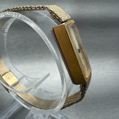 Elgin Watch Women 11mm Champagne Dial Gold Tone Rectangle Manual Wind Runs VTG3