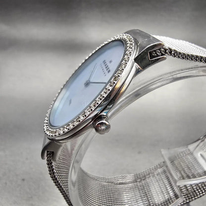 Skagen Watch Women 32mm MOP Dial Silver Tone Gemmed Round 644LSS1 New Battery2